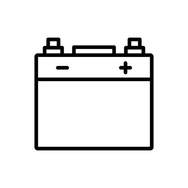 Araba aküsü simgesi. Tasarım biçimi beyaz arkaplanda izole edildi