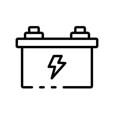 Araba aküsü simgesi. Tasarım biçimi beyaz arkaplanda izole edildi