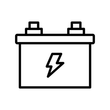 Araba aküsü simgesi. Tasarım biçimi beyaz arkaplanda izole edildi
