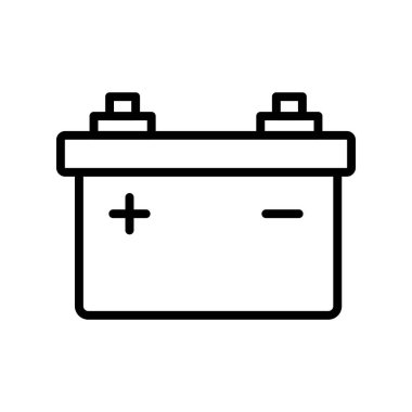 Araba aküsü simgesi. Tasarım biçimi beyaz arkaplanda izole edildi