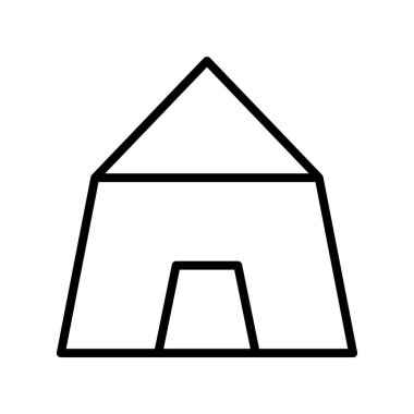 Kamp çadırı ikonu. Tasarım biçimi beyaz arkaplanda izole edildi