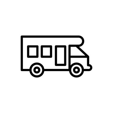 Kamp arabası ikonu. Tasarım biçimi beyaz arkaplanda izole edildi
