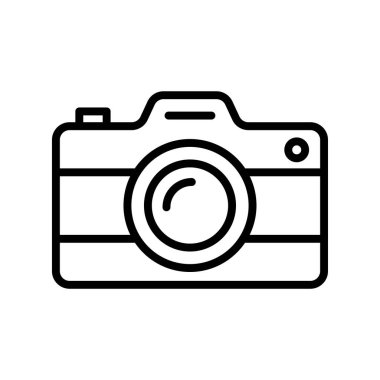 Kamera simgesi. Tasarım biçimi beyaz arkaplanda izole edildi