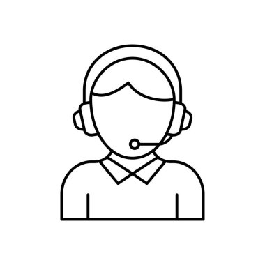 Çağrı merkezi simgesi. Tasarım biçimi beyaz arkaplanda izole edildi