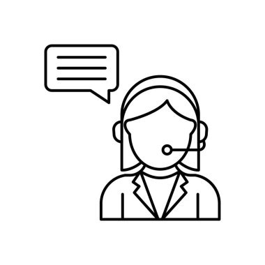 Çağrı merkezi simgesi. Tasarım biçimi beyaz arkaplanda izole edildi