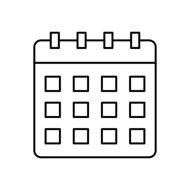 Takvim simgesi. Tasarım biçimi beyaz arkaplanda izole edildi