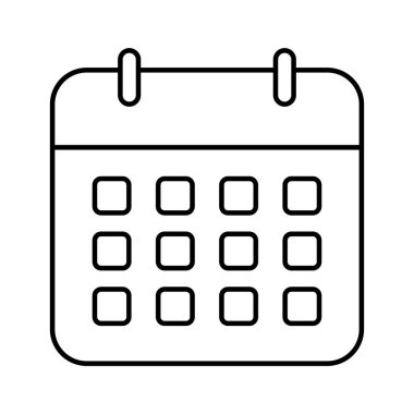 Takvim simgesi. Tasarım biçimi beyaz arkaplanda izole edildi