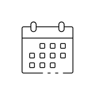 Takvim simgesi. Tasarım biçimi beyaz arkaplanda izole edildi