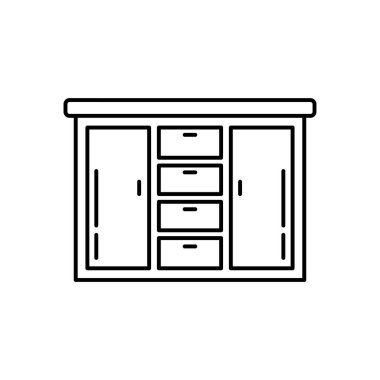 Dolap simgesi. Tasarım biçimi beyaz arkaplanda izole edildi