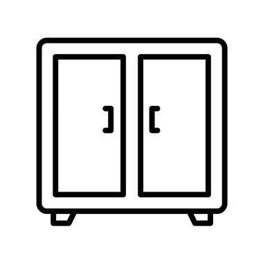 Dolap simgesi. Tasarım biçimi beyaz arkaplanda izole edildi