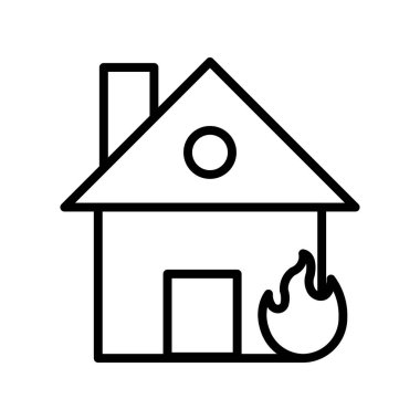 Yanan ev ikonu. Tasarım biçimi beyaz arkaplanda izole edildi