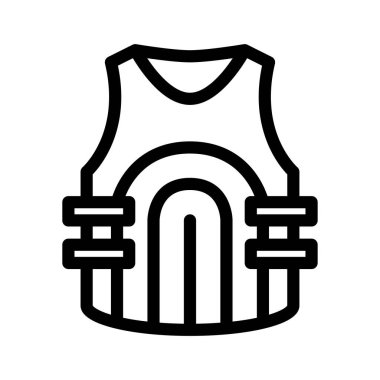 Kurşun geçirmez yelek ikonu. Tasarım biçimi beyaz arkaplanda izole edildi