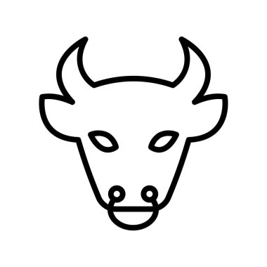 Boğa ikonu. Tasarım biçimi beyaz arkaplanda izole edildi