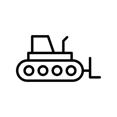 Buldozer ikonu. Tasarım biçimi beyaz arkaplanda izole edildi