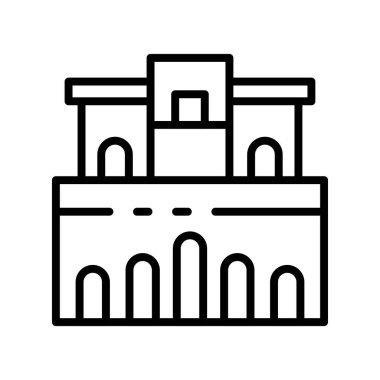 Bina simgesi. Tasarım biçimi beyaz arkaplanda izole edildi