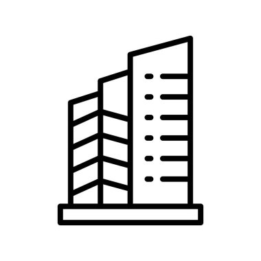 Bina simgesi. Tasarım biçimi beyaz arkaplanda izole edildi