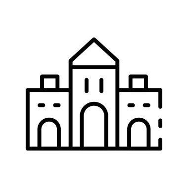 Bina simgesi. Tasarım biçimi beyaz arkaplanda izole edildi