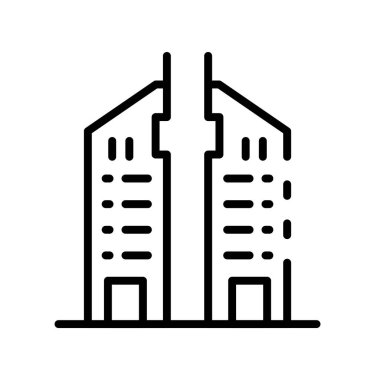 Bina simgesi. Tasarım biçimi beyaz arkaplanda izole edildi