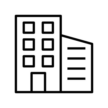 Bina simgesi. Tasarım biçimi beyaz arkaplanda izole edildi