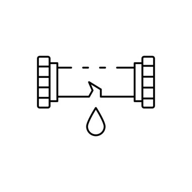 Kırık boru ikonu. Tasarım biçimi beyaz arkaplanda izole edildi