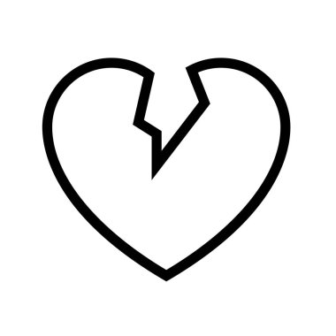 Kırık kalp ikonu. Tasarım biçimi beyaz arkaplanda izole edildi