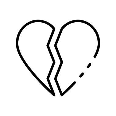 Kırık kalp ikonu. Tasarım biçimi beyaz arkaplanda izole edildi