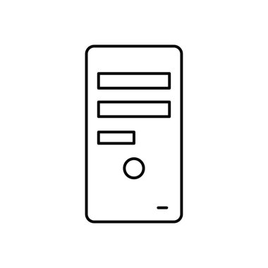 Bilgisayar kulesi simgesi. Tasarım biçimi beyaz arkaplanda izole edildi