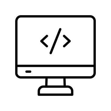 bilgisayar ekranı simgesi. Tasarım biçimi beyaz arkaplanda izole edildi