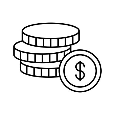 Madeni para ikonu. Tasarım biçimi beyaz arkaplanda izole edildi