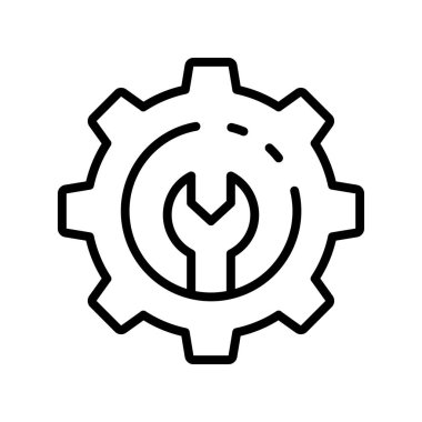 Cogwheel ikonu. Tasarım biçimi beyaz arkaplanda izole edildi