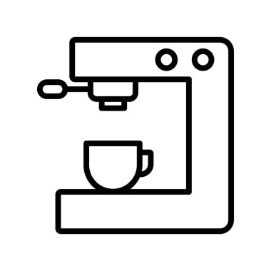 Kahve makinesi ikonu. Tasarım biçimi beyaz arkaplanda izole edildi