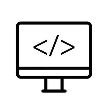 coding icon. Outline style design isolated on white background