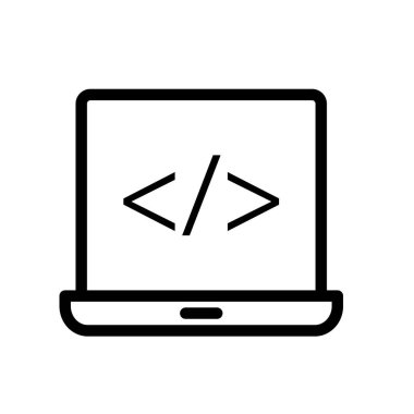 Kodlama simgesi. Tasarım biçimi beyaz arkaplanda izole edildi