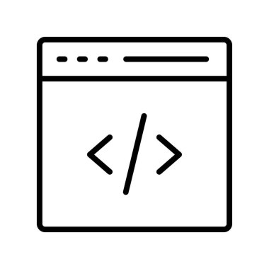 Kodlama simgesi. Tasarım biçimi beyaz arkaplanda izole edildi