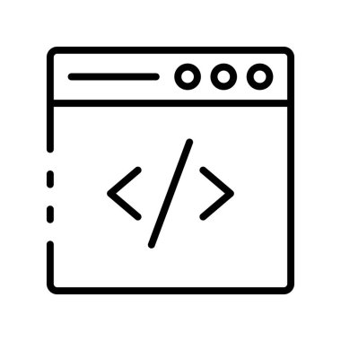 Kodlama simgesi. Tasarım biçimi beyaz arkaplanda izole edildi