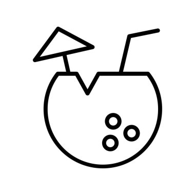 Hindistan cevizi ikonu. Tasarım biçimi beyaz arkaplanda izole edildi