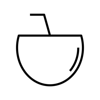 Hindistan cevizi suyu ikonu. Tasarım biçimi beyaz arkaplanda izole edildi