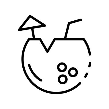 Hindistan cevizi suyu ikonu. Tasarım biçimi beyaz arkaplanda izole edildi