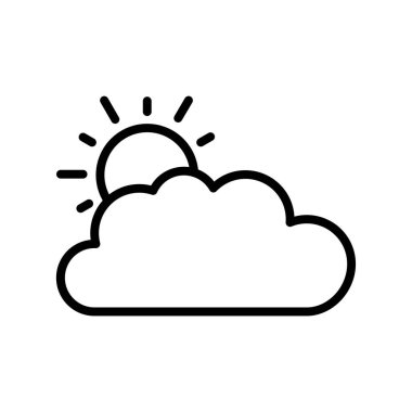 Bulutlar ve güneş ikonu. Tasarım biçimi beyaz arkaplanda izole edildi