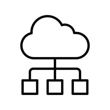 bulut ağı simgesi. Tasarım biçimi beyaz arkaplanda izole edildi