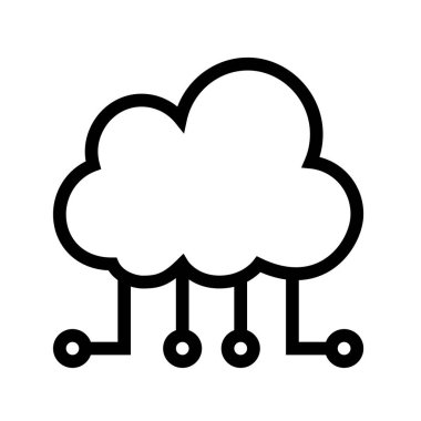 Bulut hesaplama simgesi. Tasarım biçimi beyaz arkaplanda izole edildi
