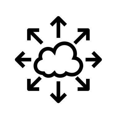 Bulut hesaplama simgesi. Tasarım biçimi beyaz arkaplanda izole edildi