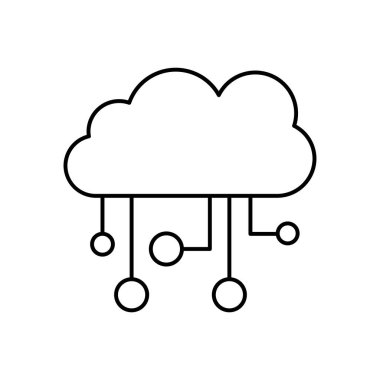 Bulut hesaplama simgesi. Tasarım biçimi beyaz arkaplanda izole edildi