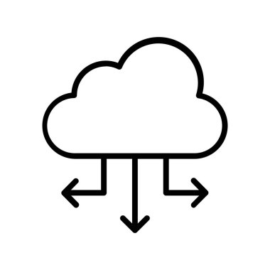 Bulut hesaplama simgesi. Tasarım biçimi beyaz arkaplanda izole edildi