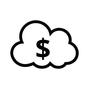 Bulut hesaplama simgesi. Tasarım biçimi beyaz arkaplanda izole edildi