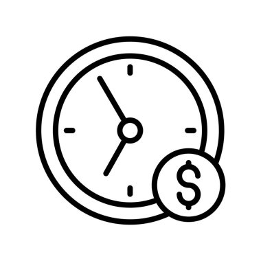 Saat simgesi. Tasarım biçimi beyaz arkaplanda izole edildi