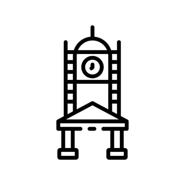 Saat kulesi simgesi. Tasarım biçimi beyaz arkaplanda izole edildi