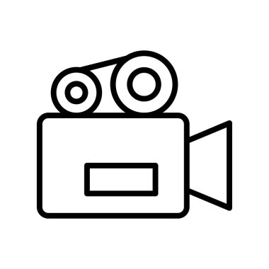 Sinema kamerası ikonu. Tasarım biçimi beyaz arkaplanda izole edildi