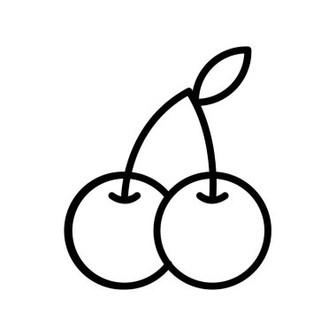 Kiraz ikonu. Tasarım biçimi beyaz arkaplanda izole edildi