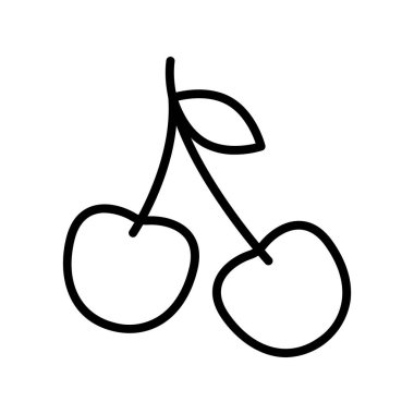 Kiraz ikonu. Tasarım biçimi beyaz arkaplanda izole edildi